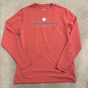 Vineyard Vines Coral Long Sleeve Baseball Tee